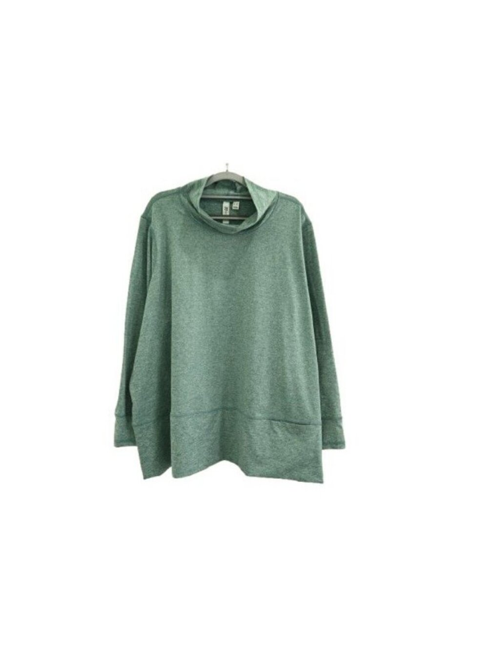 NWOT Susan Graver SG Sport Petite Heather Knit Funnel Neck Tunic Green Size 3XP